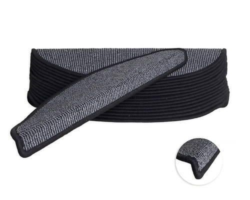 Stufenmatten-Set Tobago halbrund anthrazit 16,5x56x3,5 cm 15-teilig Stufenmatten mit Kantenschutz zur Treppensicherung