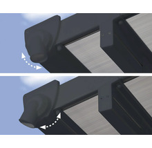 Detailansicht Markise mit Verstellmechanismus