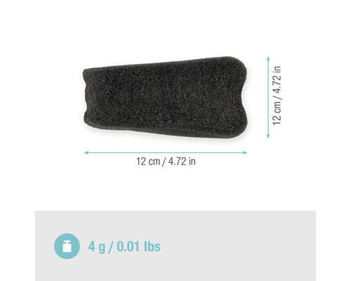 Schwarzer Filterschwamm mit den Maßen 12 cm x 12 cm