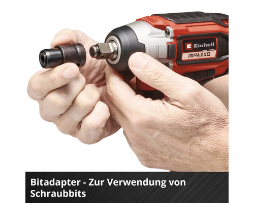 Einhell Logo. Bitadapter zur Verwendung von Schrauberbits mit einem Einhell Akku-Schlagschrauber.