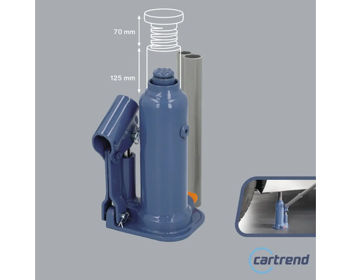 Hydraulischer Wagenheber mit einer Höhe von 125 mm und einer Hubhöhe von 70 mm.