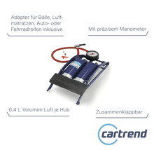 Doppelzylinder Fußluftpumpe mit Manometer und Adaptern für Bälle, Luftmatratzen, Auto- oder Fahrradreifen