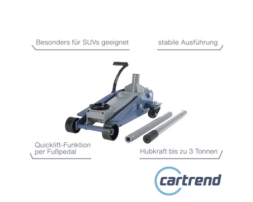 Cartrend Wagenheber mit einer Tragkraft von bis zu 3 Tonnen