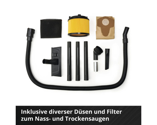 Zubehör für Nass Trockensauger inklusive Düsen, Saugrohre, Filter und Staubsaugerbeutel