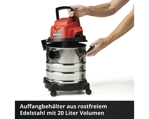 Einhell Nass Trockensauger mit Edelstahlbehälter und 20 Liter Volumen
