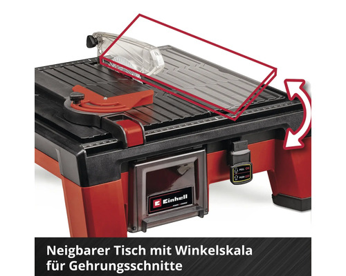 Einhell Fliesenschneider mit neigbarem Tisch und Winkelskala für Gehrungsschnitte