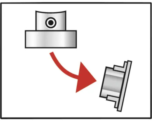 Darstellung zum Abziehen des Sprühkopfes einer Farbsprühdose.