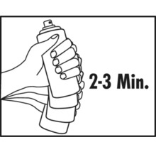 Symbol für die Anwendung von Sprays für zwei bis drei Minuten