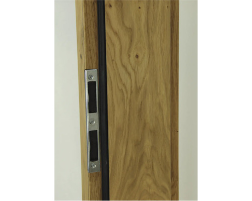 Detailaufnahme einer Holztür mit eingebautem Türschloss