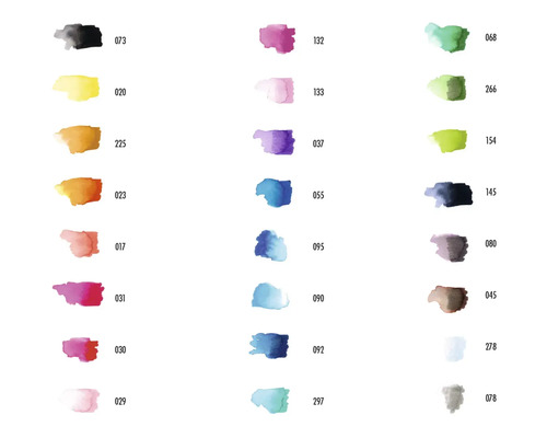 Farbpalette mit Farbfeldern und zugeordneten Nummern