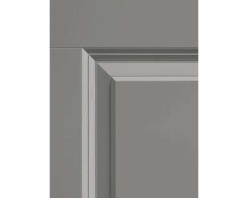 Detail einer grauen Schranktür mit Rahmen