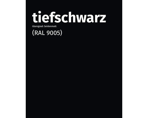 Farbe Tiefschwarz, Glanzgrad seidenmatt, RAL 9005