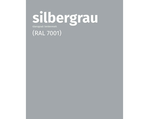 Farbmuster silbergrau, Glanzgrad seidenmatt, RAL 7001