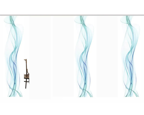 Duschvorhang mit blau-grünem Design