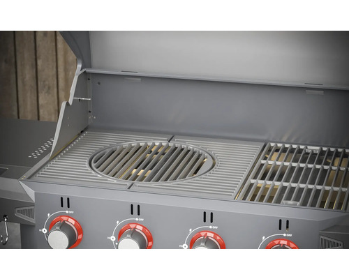 Grill mit Grillrost und Reglern im Detail