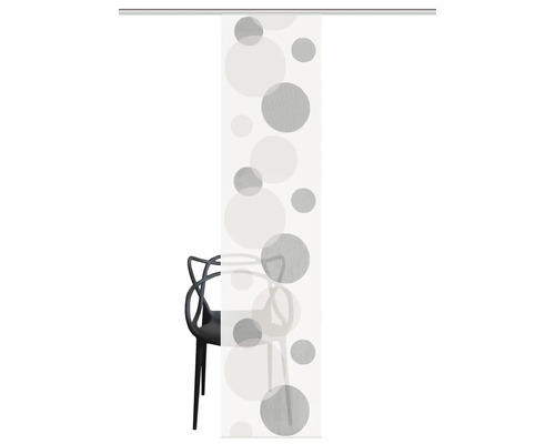 Schiebegardine mit Kreis Muster vor einem Stuhl