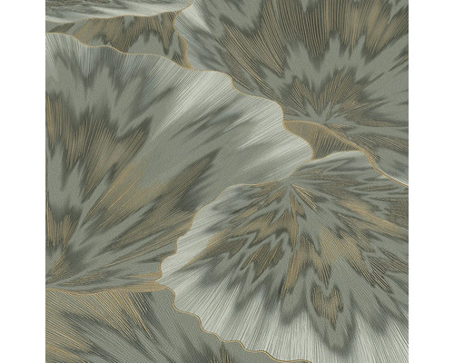 Tapete mit floralem Muster in Grau und Gold