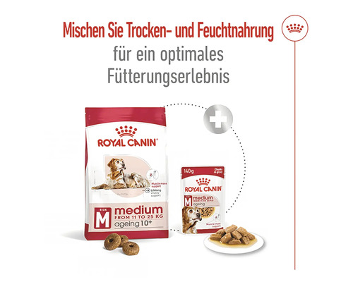 Royal Canin Medium Ageing 10 plus Hunde Trockenfutter und Nassfutter für Hunde von 11 bis 25 Kilogramm