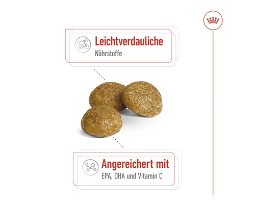 Hundefutter mit leicht verdaulichen Nährstoffen, angereichert mit EPA, DHA und Vitamin C.