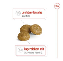 Hundefutter mit leicht verdaulichen Nährstoffen und angereichert mit EPA, DHA und Vitamin C.