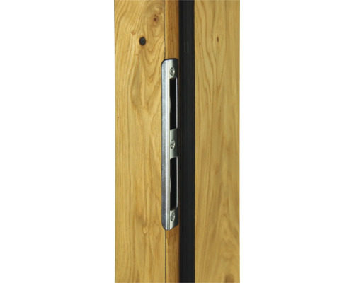 Detailansicht einer Schiebetür mit Griffmuschel aus Metall