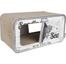 Katzenhaus in Sardinen Dosen Design mit Kratzbrett