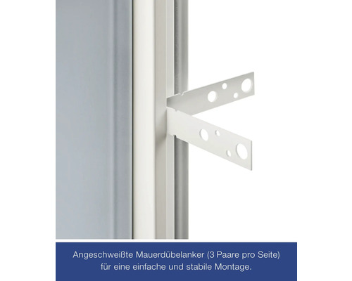 Fensterprofil mit angeschweißten Mauerdübelankern zur einfachen Montage