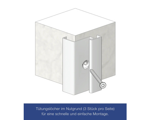 Befestigungsprofil mit Schraube an einem Werkstück