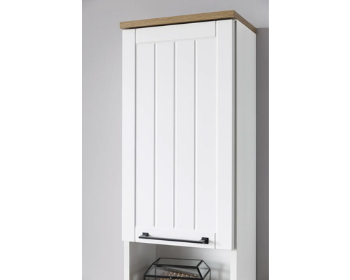 Hochschrank mit Tür, Holzplatte und Griff