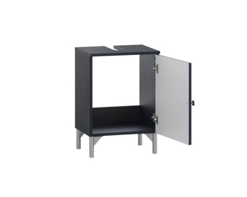 Waschbeckenunterschrank mit einer offenen Tür und Füßen