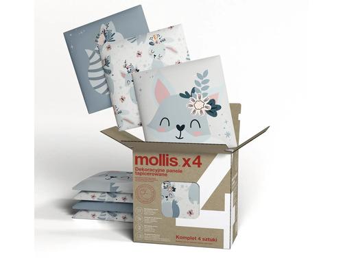 Dekorative Wandpaneele mit Tiermotiven im Karton, 4er-Set