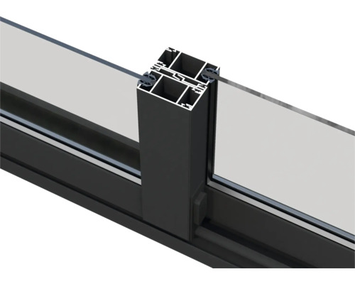 Detailansicht eines Fensters mit Rahmenprofil aus Aluminium