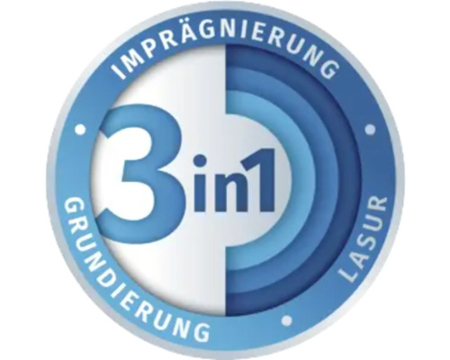 3 in 1 Zeichen für Imprägnierung, Grundierung und Lasur