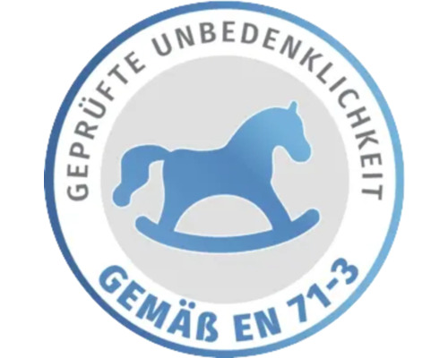 Geprüfte Unbedenklichkeit gemäß EN 71-3 Siegel