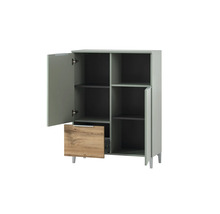 Schrank mit zwei Türen, einem Fach und Ablageflächen