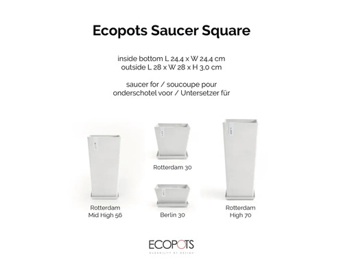 Ecopots Untersetzer Quadrat mit verschiedenen Größen