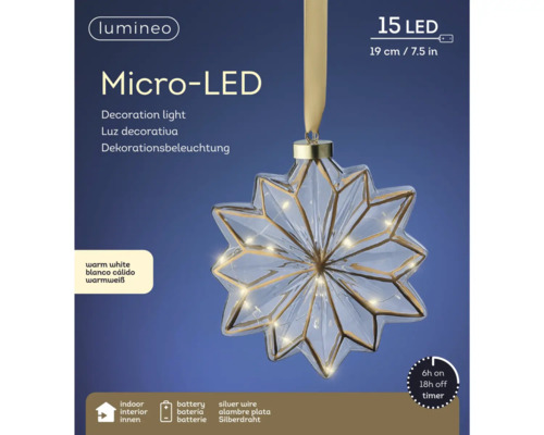 Micro LED Dekoleuchte in Sternform mit Batteriebetrieb für Innenräume