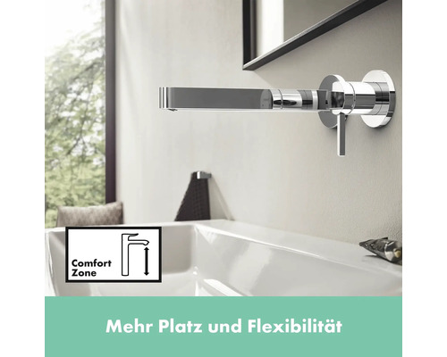 Wandarmatur mit ComfortZone im Badezimmer