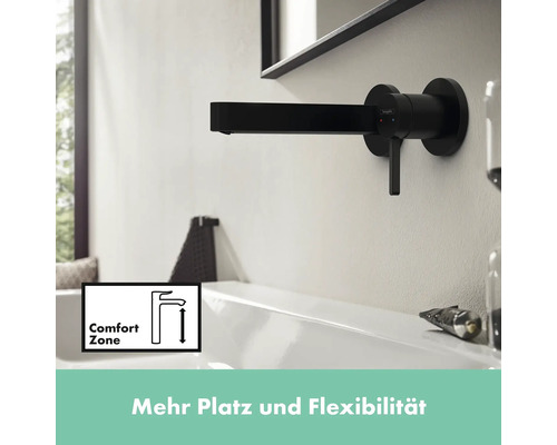 Schwarzer Waschtisch Einhebelmischer zur Wandmontage mit ComfortZone