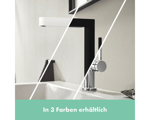 Waschtischarmatur in verschiedenen Ausführungen auf Waschbecken montiert