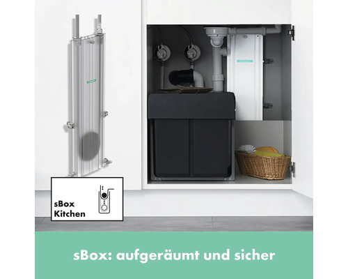sBox Küchenarmatur Untertischinstallation mit Mülleimer und Stauraum