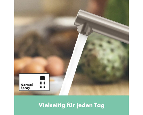 Wasserhahn mit Normalstrahl-Funktion im Einsatz