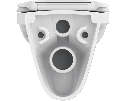 Aufgeschnittene Toilette mit Löchern zur Wandmontage