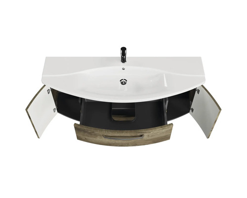 Waschtischkombination mit Waschbecken, zwei Türen und Schublade