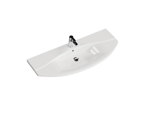 Halbrundes Aufsatzwaschbecken mit Armatur