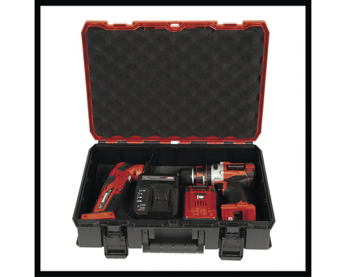 Akkuschrauber und Akku-Winkelschrauber im Werkzeugkoffer