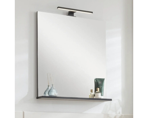 Quadratischer Spiegel mit Regal und Beleuchtung für das Badezimmer
