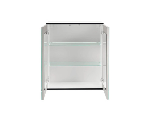 Offener Spiegelschrank mit Glasböden