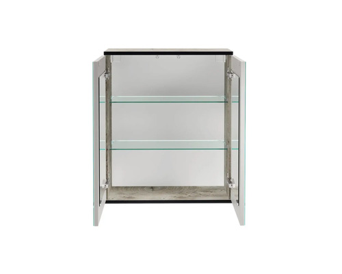 Offener Spiegelschrank mit zwei Glasablagen