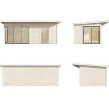 Gartenhaus Palmako Andrea 17,1 m² Schiebetür Isolierglas inkl. Fußboden 639 x 402 cm grau